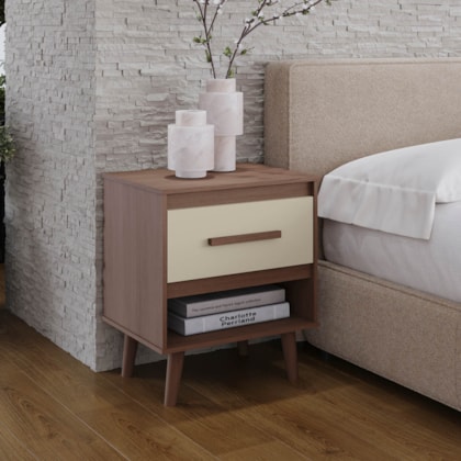 Mesa de Cabeceira Ipê 1 Gaveta MB1 Savana\Off White
