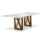 Mesa de Jantar Áustria C03 160x90 cm - Laca Off White/Caramelo - Amarena Móveis