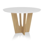 Mesa de Jantar Ravi C03 Redondo 135 cm - Laca Branco/Freijó - Amarena Móveis