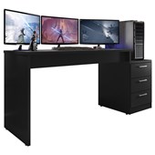 Mesa Escrivaninha Gamer DRX 500 Pequim para Computador com 3 Gavetas Black Fosco - AM Decor
