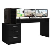 Mesa Escrivaninha Gamer DRX 500 Pequim para Computador com 3 Gavetas Black Fosco - AM Decor