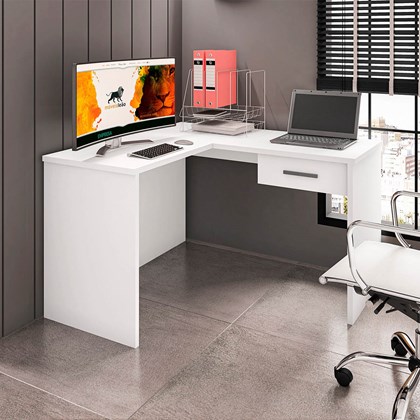 Mesa Escrivaninha Parati L01 com Extensor e 1 Gaveta Branco - Amarena Móveis