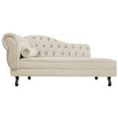 Namoradeira Divã Recamier Juliana 185cm Lado Direito Corano Bege 2 Lugares Escritório Sala de Estar Capitonê Luis XV - AM Decor