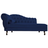 Namoradeira Divã Recamier Sofá Juliana 185cm Lado Direito Suede Azul Marinho Sala de Estar Recepção Quarto Luxo Capitonê - AM Decor