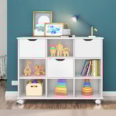 Nicho Organizador c/ 3 Gavetas com Rodízio Roterdã Q01 Branco/Branco - Amarena Móveis