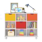 Nicho Organizador c/ 3 Gavetas com Rodízio Roterdã Q01 Branco/Colorido - Amarena Móveis