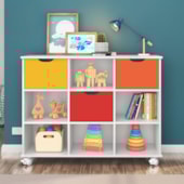 Nicho Organizador c/ 3 Gavetas com Rodízio Roterdã Q01 Branco/Colorido - Amarena Móveis