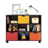 Nicho Organizador c/ 3 Gavetas com Rodízio Roterdã Q01 Preto/Colorido - Amarena Móveis
