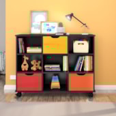 Nicho Organizador c/ 3 Gavetas com Rodízio Roterdã Q01 Preto/Colorido - Amarena Móveis