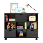 Nicho Organizador c/ 3 Gavetas com Rodízio Roterdã Q01 Preto/Preto - Amarena Móveis