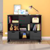 Nicho Organizador c/ 3 Gavetas com Rodízio Roterdã Q01 Preto/Preto - Amarena Móveis