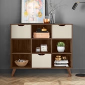 Nicho Organizador  c/ 3 Gavetas Vintage Haia Q01 Ébano Rústico/Off White - Amarena Móveis