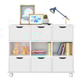 Nicho Organizador c/ 6 Gavetas com Rodízio Roterdã Q01 Branco/Branco - Amarena Móveis