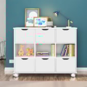 Nicho Organizador c/ 6 Gavetas com Rodízio Roterdã Q01 Branco/Branco - Amarena Móveis