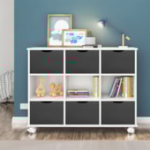Nicho Organizador c/ 6 Gavetas com Rodízio Roterdã Q01 Branco/Preto - Amarena Móveis