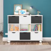 Nicho Organizador c/ 6 Gavetas com Rodízio Roterdã Q01 Branco/Preto e Branco - Amarena Móveis