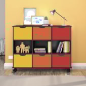 Nicho Organizador c/ 6 Gavetas com Rodízio Roterdã Q01 Preto/Colorido - Amarena Móveis