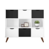 Nicho Organizador c/ 6 Gavetas Vintage Haia Q01 Branco/Branco e Preto - Amarena Móveis
