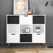 Nicho Organizador c/ 6 Gavetas Vintage Haia Q01 Branco/Branco e Preto - Amarena Móveis