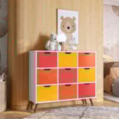 Nicho Organizador c/ 9 Gavetas Vintage Haia Q01 Branco/Colorido - Amarena Móveis