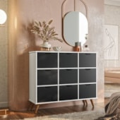Nicho Organizador c/ 9 Gavetas Vintage Haia Q01 Branco/Preto - Amarena Móveis