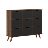Nicho Organizador c/ 9 Gavetas Vintage Haia Q01 Ébano Rústico/Preto - Amarena Móveis