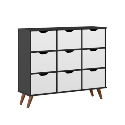 Nicho Organizador c/ 9 Gavetas Vintage Haia Q01 Preto/Branco - Amarena Móveis