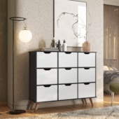 Nicho Organizador c/ 9 Gavetas Vintage Haia Q01 Preto/Branco - Amarena Móveis