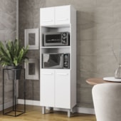 Paneleiro Íris 4 Portas Cozinha MB1 200cm Branco Puxador Branco