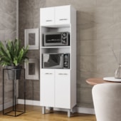 Paneleiro Íris 4 Portas Cozinha MB1 200cm Branco Puxador Cromado