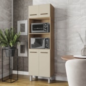 Paneleiro Íris 4 Portas Cozinha MB1 200cm Savana\Off White Puxador Cobre