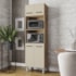 Paneleiro Íris 4 Portas Cozinha MB1 200cm Savana\Off White Puxador Cobre