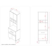 Paneleiro Zínia 4 Portas 1 Gaveta Cozinha MB1 200cm Branco