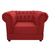 Poltrona Cadeira Decorativa Chesterfield Ana Corano Vermelho Recepção Sala de Estar Quarto Luxo Capitonê - AM Decor