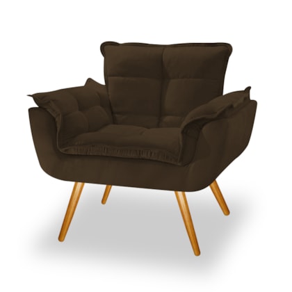 poltrona cadeira decorativa opala corano marrom pes palito para recepcao sala de estar consultorio escritorio quarto am decor