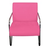 Poltrona Cadeira Decorativa Sara Cromada para Sala de Estar Consultório Corano Pink - AM Decor