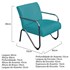 Poltrona Cadeira Decorativa Sara Cromada para Sala de Estar Escritório Suede Azul Turquesa - AM Decor