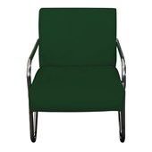 Poltrona Cadeira Decorativa Sara Cromada para Sala de Estar Escritório Suede Verde - AM Decor