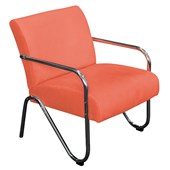 Poltrona Cadeira Decorativa Sara Cromada para Sala de Estar Luxo Suede Terracota - AM Decor