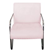Poltrona Cadeira Decorativa Sara Cromada para Sala de Estar Recepção Corano Rosa Bebê - AM Decor