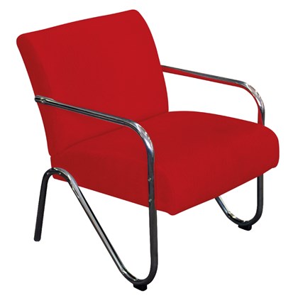 Poltrona Cadeira Decorativa Sara Cromada para Sala de Estar Recepção Suede Vermelho - AM Decor