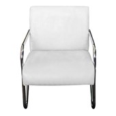 Poltrona Cadeira Decorativa Sara Cromada para Sala Quarto Suede Branco - AM Decor