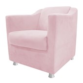 Poltrona Cadeira Decorativa Tilla Corano Rosa Bebê Recepção Escritório Consultório Quarto Sala de Estar Quarto Luxo - AM Decor