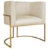 Poltrona Dália Luxo Moderna Estofada Design Sofisticado com Base de Ferro Dourado Bouclé Bege