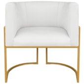 Poltrona Dália Luxo Moderna Estofada Design Sofisticado com Base de Ferro Dourado Bouclé Branco