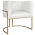 Poltrona Dália Luxo Moderna Estofada Design Sofisticado com Base de Ferro Dourado Bouclé Branco