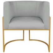 Poltrona Dália Luxo Moderna Estofada Design Sofisticado com Base de Ferro Dourado Bouclé Cinza