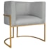 Poltrona Dália Luxo Moderna Estofada Design Sofisticado com Base de Ferro Dourado Bouclé Cinza