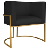 Poltrona Dália Luxo Moderna Estofada Design Sofisticado com Base de Ferro Dourado Bouclé Preto