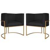 Poltrona Dália Luxo Moderna Estofada Design Sofisticado com Base de Ferro Dourado Bouclé Preto